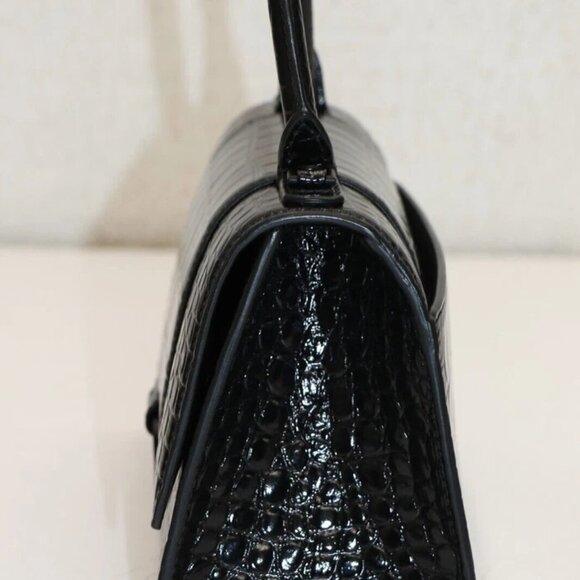 Balenciaga Hourglass Small Handbag Crocodile Embossed - Black - Picture 3 of 14